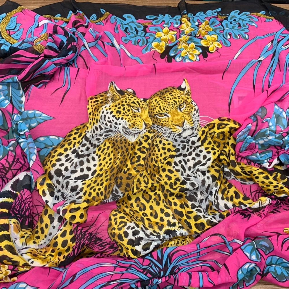 HERMES エルメス ストール パレオ 大判ショール ヒョウ柄 豹