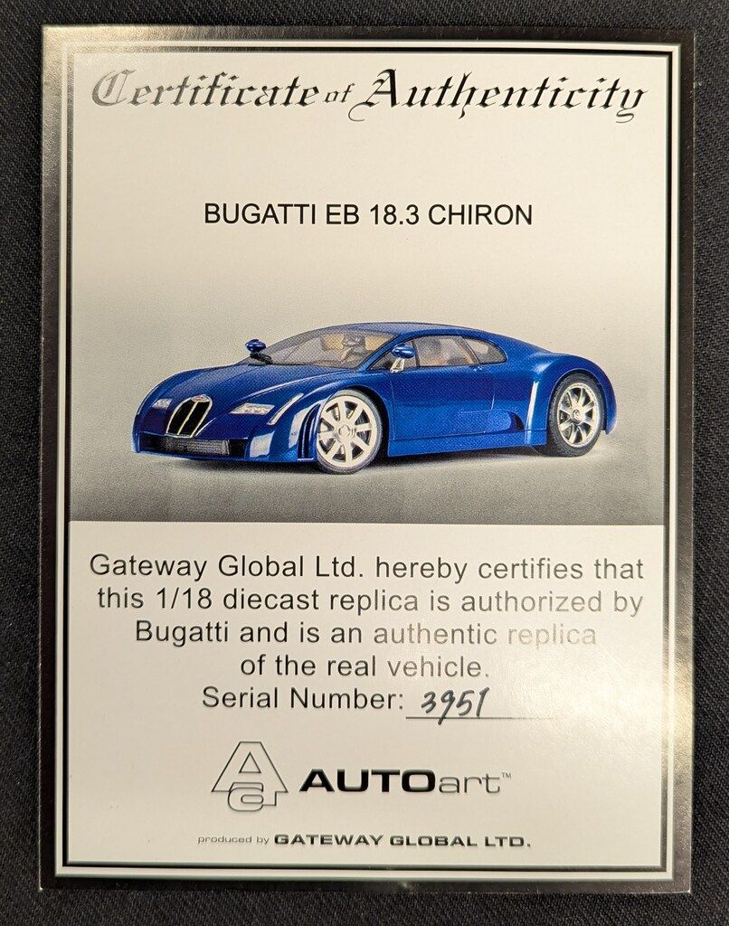 【最短翌日配送】 AUTOart 1|18 MILLENNIUM BUGATTI CHIRON BLUE 70911 【国際ブランド】