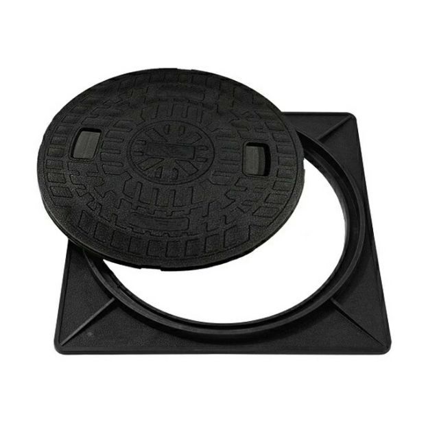  城東リプロン 角枠付き マンホール 蓋 直径496 mm耐荷重1000 kg JM-450 A-2 Joto マンホールカバー 錆びない 樹脂製 浄化槽用 小型合併浄化槽 雨水蓋 排水 枡 セット ふた その他 スパナ レンチ