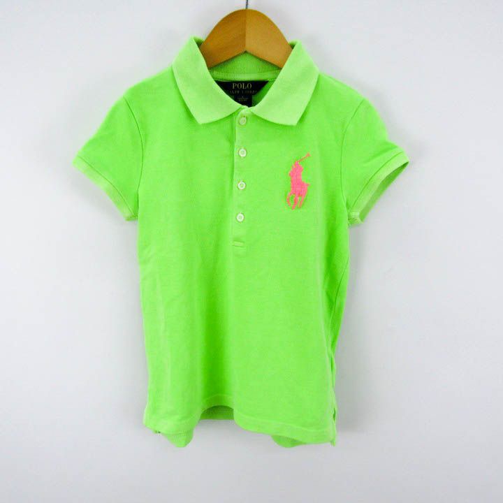 ポロ・ラルフローレン 半袖ポロシャツ ストレッチ キッズ 女の子用 6 120位サイズ 蛍光黄緑 POLO RALPH LAUREN 【中古】