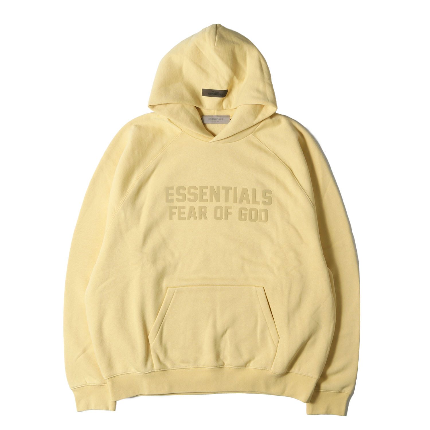 新品 FEAR OF GOD フィアオブゴッド パーカー サイズ:L / 23SS FOG ESSENTIALS シリコンプリント スウェット パーカー (Hoodie) / ライトタスカン / トップス フーディー プルオーバー エッセンシャルズ【