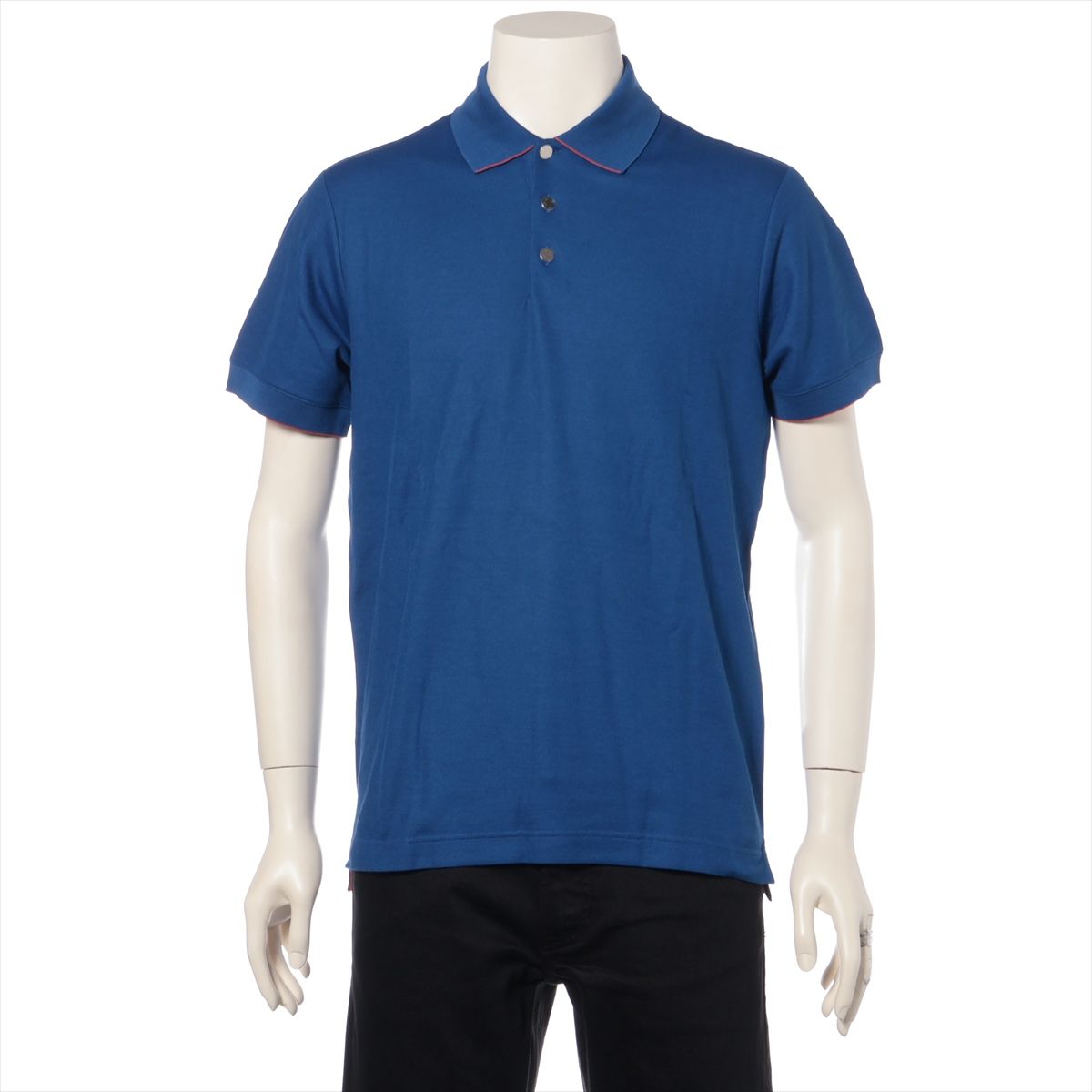 未使用 エルメス タグ付 セリエ ポロシャツ ブルー M トップス Tシャツ