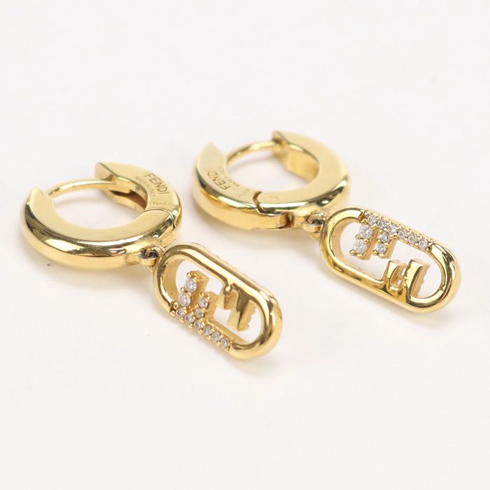 FENDI フェンディ FFロゴ ピアス メタル【中古】 レディース