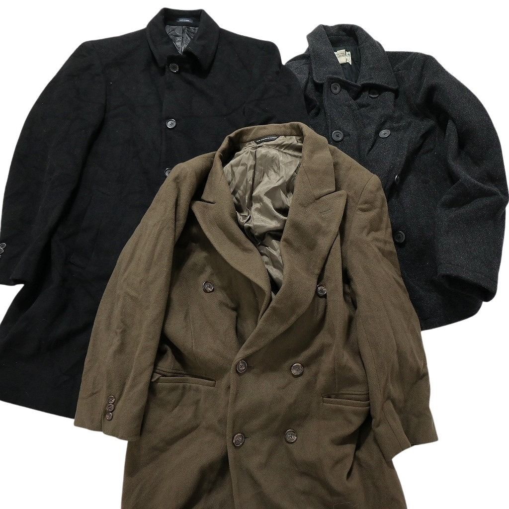古着卸 まとめ売り　ブランドMIX コート 3枚セット (メンズ M /L ) チャップス エルエルビーン ロング ショート ダブルボタン MX3297