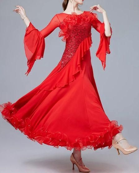 社交ダンスドレス ラテンドレス 競技 フレア袖 オーダーメイド - メルカリ