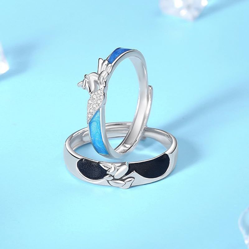 特価商品】[Rockyu] ペアリング カップルリング ユニコーン