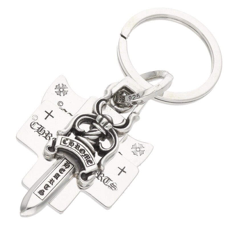 ヴィンテージシルバー925刻印キーホルダークロムハーツモチーフ CHROME HEARTS クロムハーツ チャーム アクセサリー イニシャル