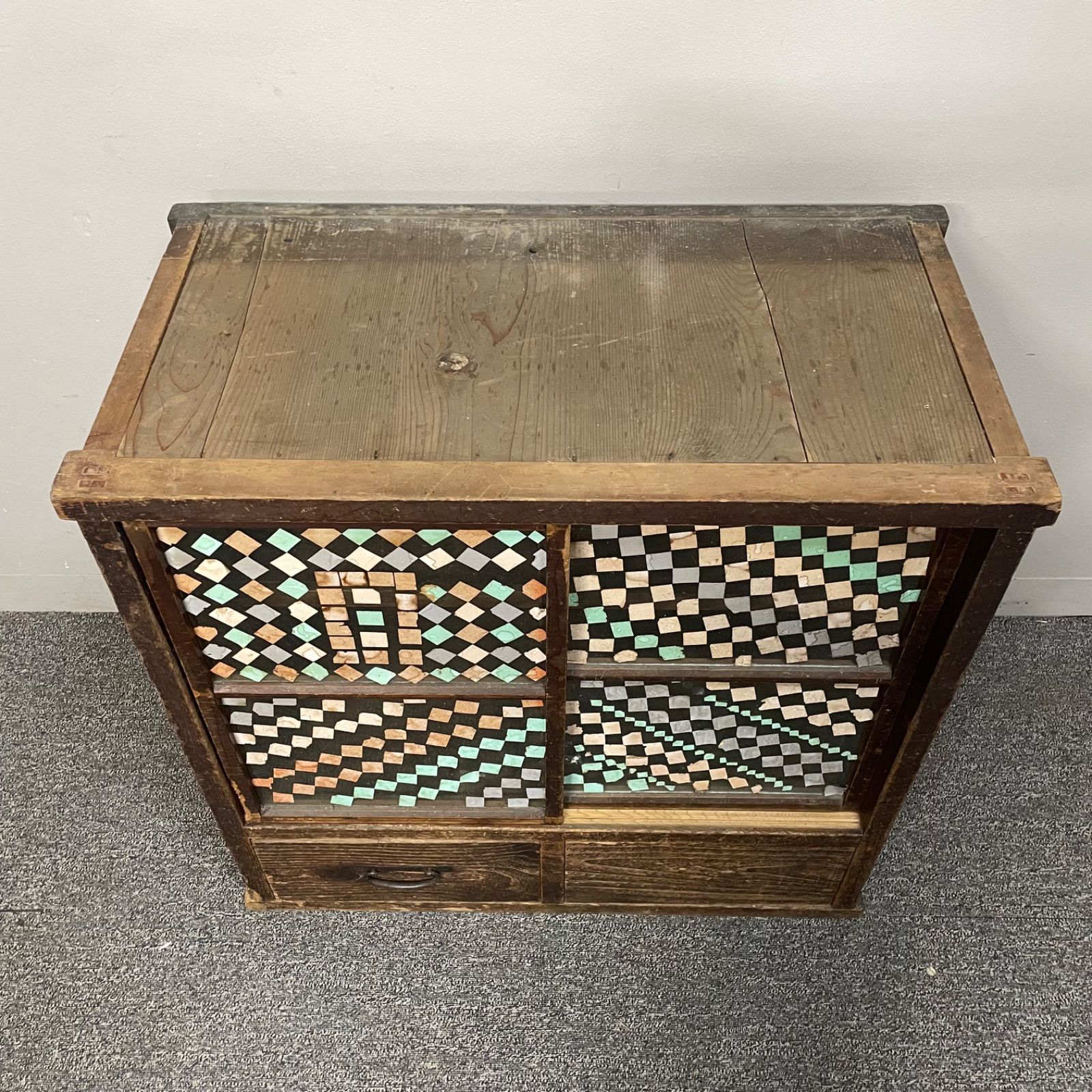 中古】TAKEDOMI 木製キャビネット サイドボード 食器棚 収納家具