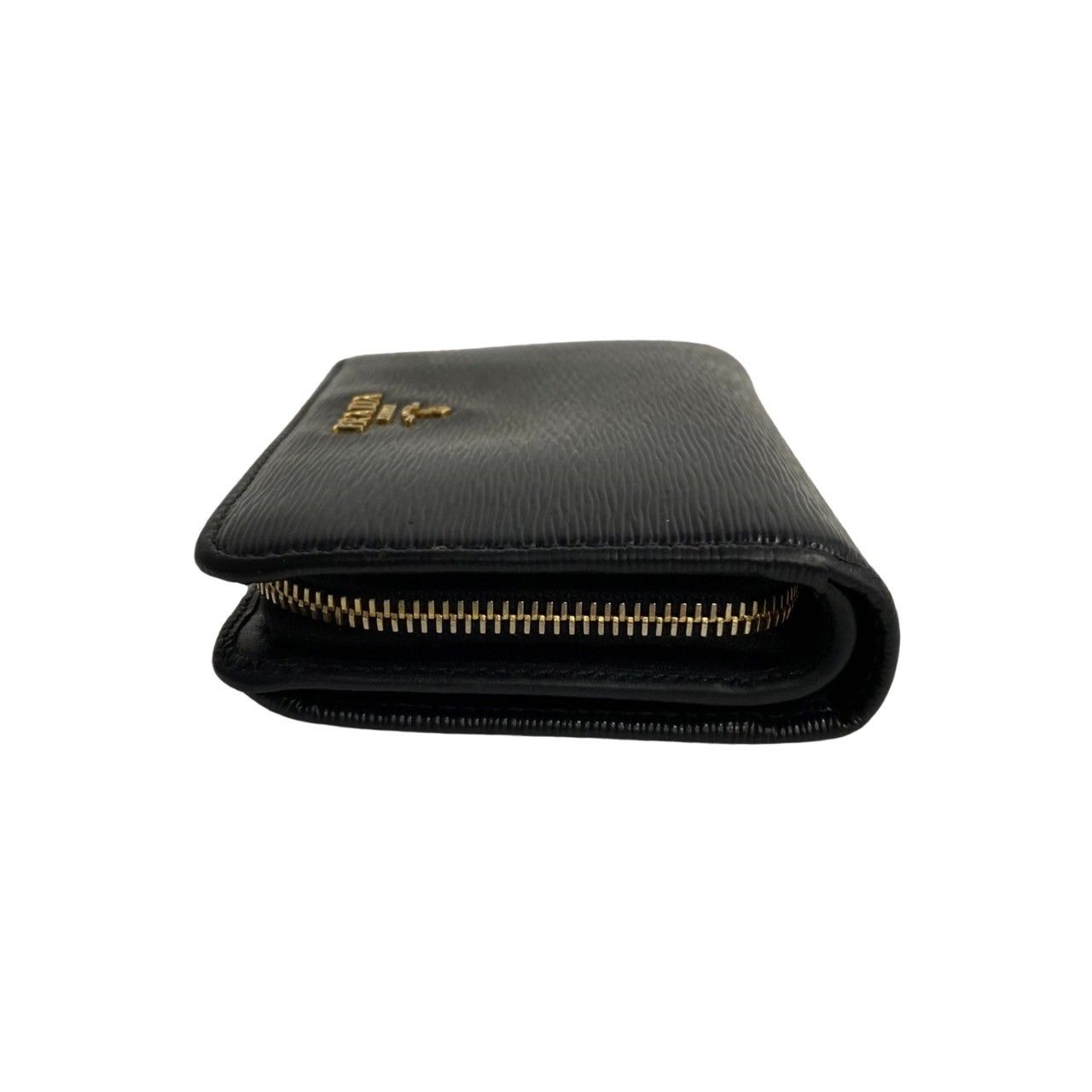極美品 PRADA プラダ コインケース ロゴ ブラック 折り財布 レザー --.jpg