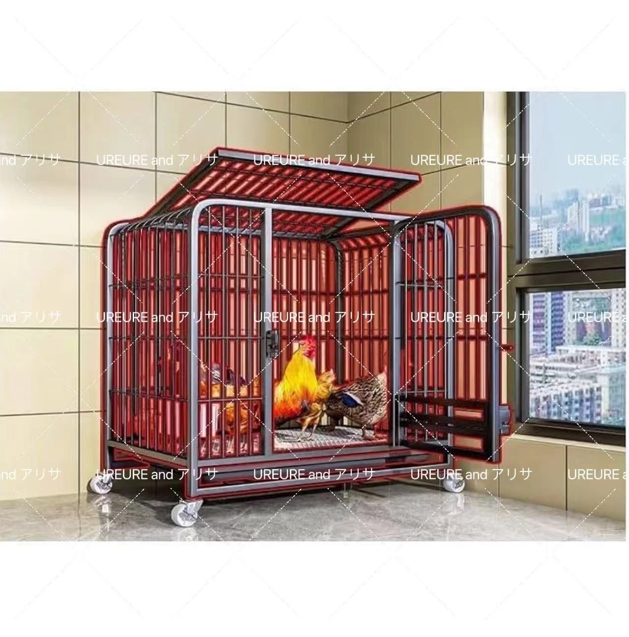 鶏かご 鶏用ケージ 飼育ケージ 携帯型金属製の鶏かご 大型 鶏舎