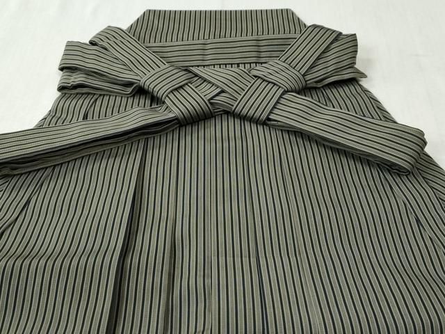 平和屋着物●男性 馬乗り袴 縞 正絹 CAAW8126yc