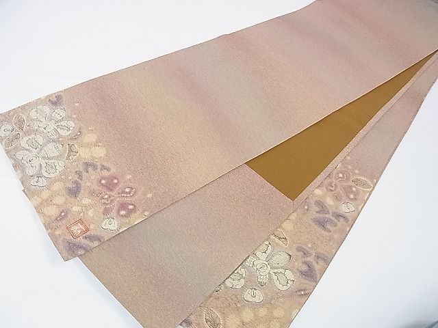 平和屋本店□最高級 初代 久保田一竹 幻の辻が花 太鼓柄袋帯 金通し地  