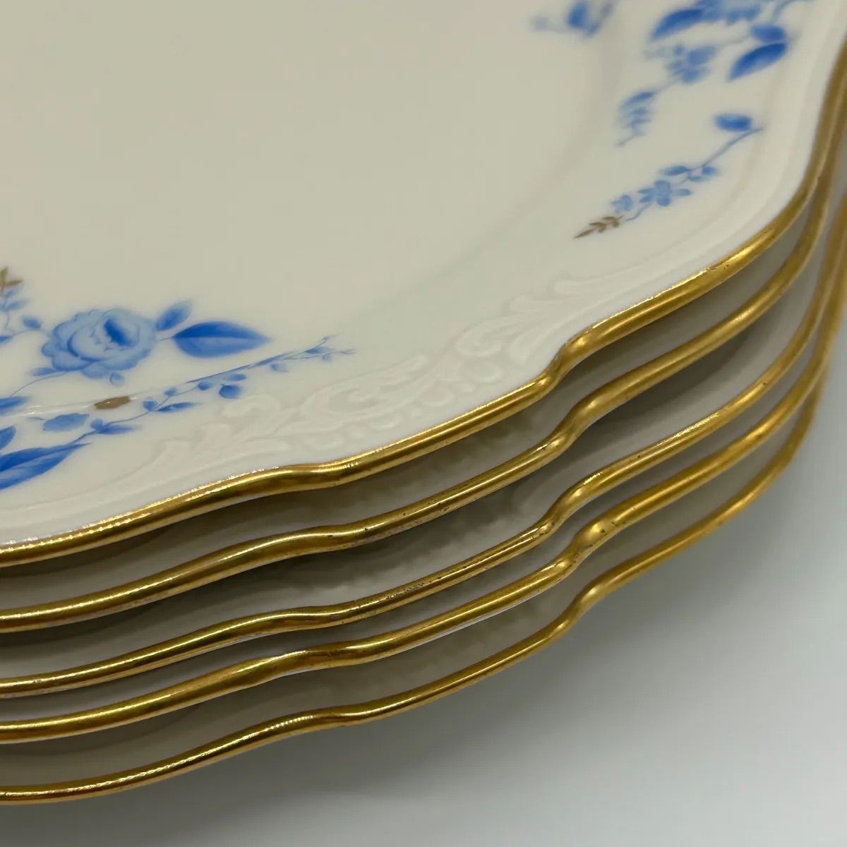 有田焼深川製白抜紋プレート皿5枚 有田焼 深川製磁:草花折枝白抜紋