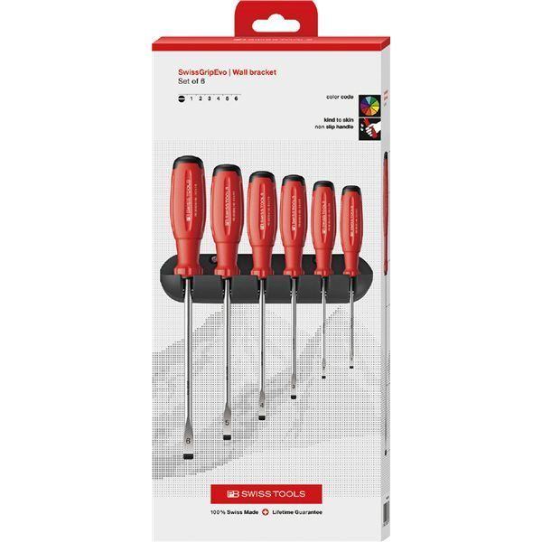 PB SWISS TOOLS ピービースイスツールズ 6本組 スイスグリップEVO マイナスドライバーセット BOX 38240.HCBB