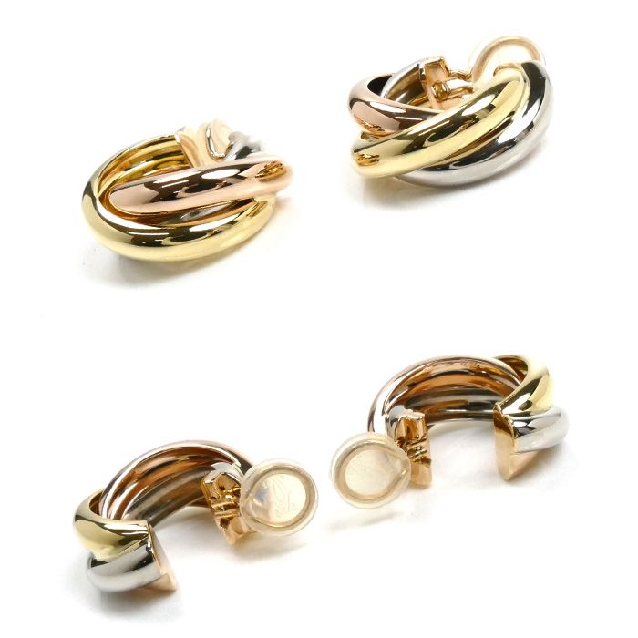 CARTIER カルティエ K18YG/PG/WG トリニティ イヤリング 14.4g  