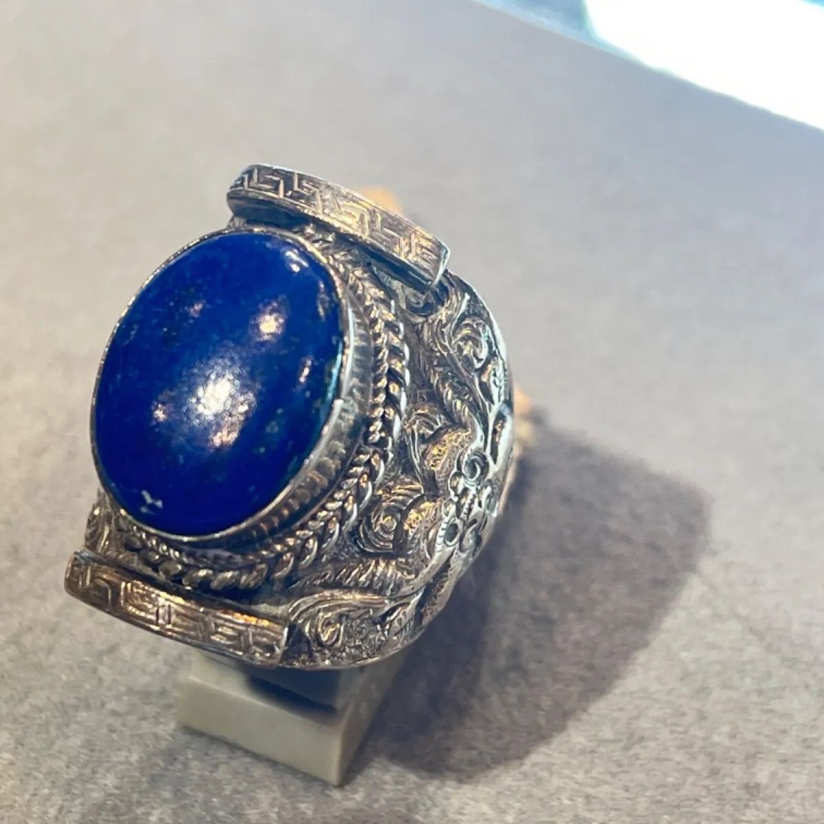 silver925 指輪 1点物 ラピスラズリ リング ブルー 真鍮 ブラス 宝石
