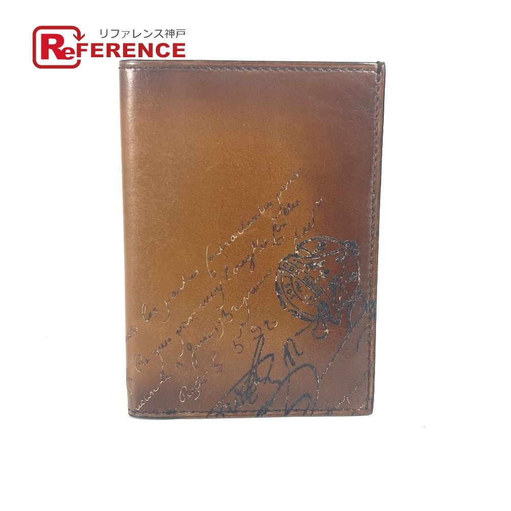 【未使用品】BERLUTI ☆ベルルッティ ブラウンレザーパスポートケース Berluti ベルルッティ パスポートケース ロゴ レザー ブラウン