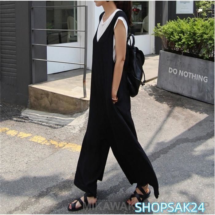  サロペット オールインワン レディース サロペットパンツ パンツドレス オーバーオール ワイドパンツ ガウチョパンツ ゆったり 着痩せ OL 683 オーバーオール キッズ服(100cm~)