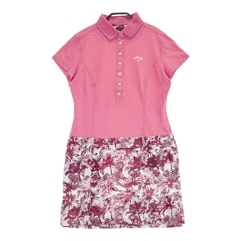 Callaway★ワンピース 半袖 サイズ：L CALLAWAY キャロウェイ 半袖ワンピース ボタニカル柄 ピンク