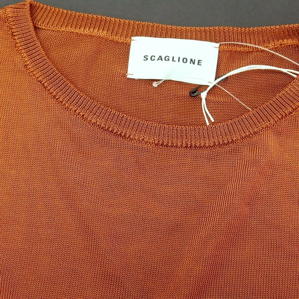 【新品アウトレット】スカリオーネ SCAGLIONE レーヨン クルーネック 半袖 プルオーバーニット ブラウン【サイズ表記なし（S位）】【レディース】 新品アウトレット】スカリオーネ SCAGLIONE レーヨン クルーネック