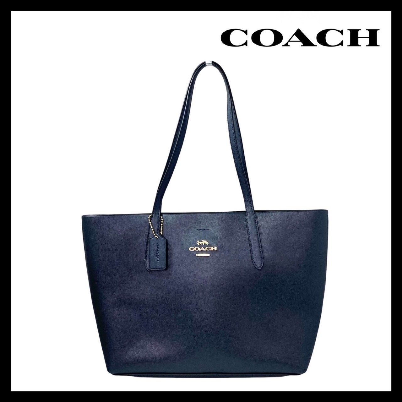 COACH】F37871 トートバッグ ネイビー 無地 レザー コーチ (MM27
