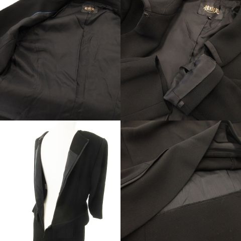 【正規品販売】 ユミカツラ YUMI KATSURA 桂由美 ブラックフォーマル セットアップ 2点セット ステンカラージャケット 総裏地 ドッキングワンピース ロング 9 黒 ブラック |MN9 GY18