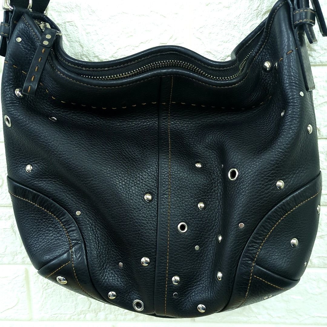 COACH コーチ ワンショルダー バッグ レザー スタッズ ブラック F10932  