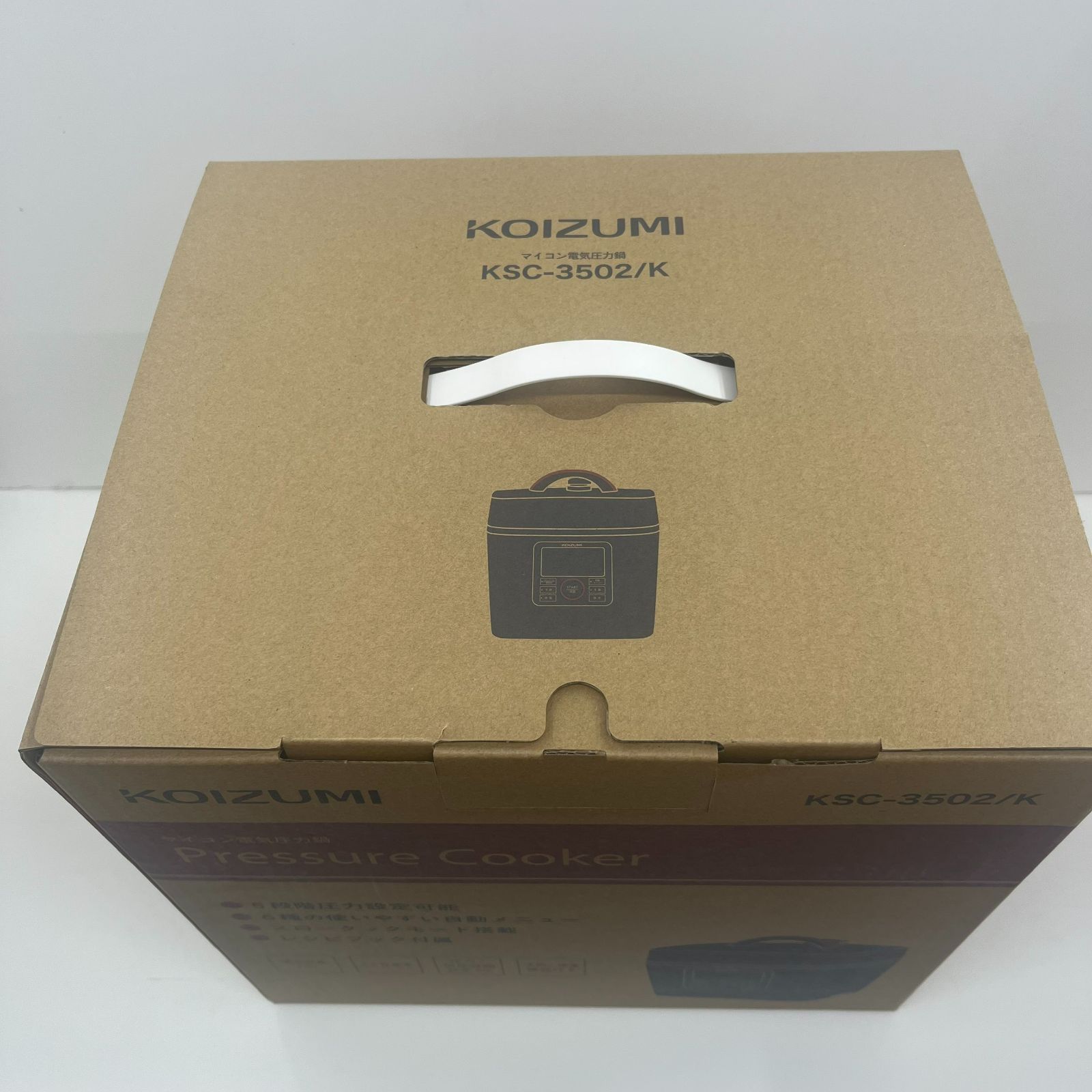 未開封 KOIZUMI マイコン電気圧力鍋 KSC3502-K ブラック コンパクト 炊飯モード ほったらかし調理 自動メニュー スロークックモード 調理容量1.6Ｌ レシピブック付属 家電量販店 でんきち