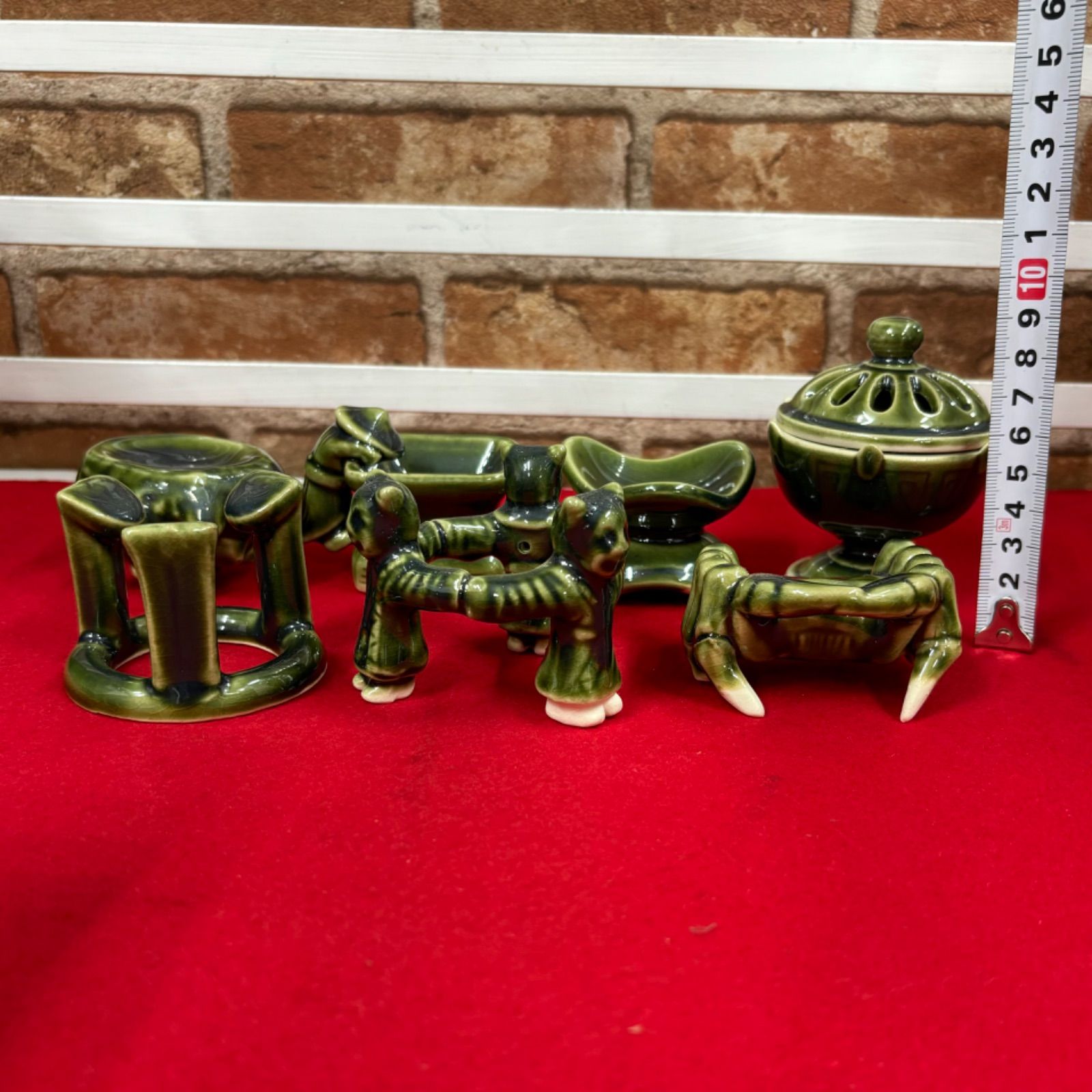 未使用 陶器 色変 七種蓋置 茶道具 火舎 五徳 三葉 一閑人 栄螺 三人形 蟹 茶道具 陶器 七種蓋置 火舎 五徳 三人形 蟹 三葉 一閑人 栄螺