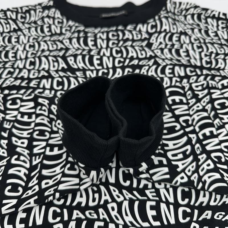 国内正規品BALENCIAGA ウェーブロゴ　 長袖カットソー BALENCIAGA バレンシアガ Tシャツ 長袖 19AW Wave Logo ウェーブ