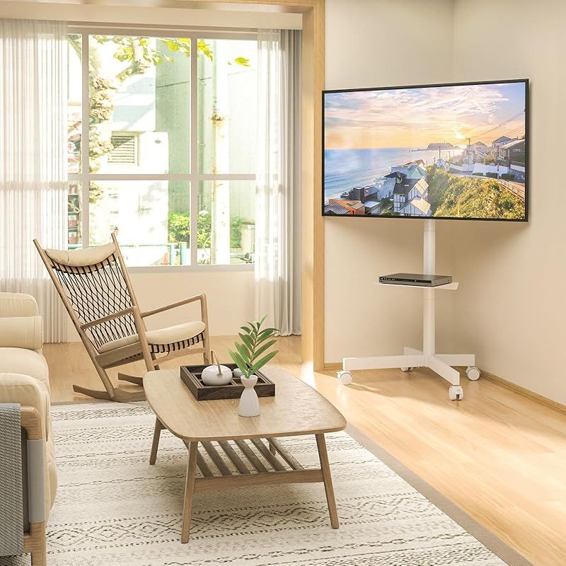 テレビスタンド キャスター付き テレビスタンド ハイタイプ ロータイプ 23 55型 テレビ用スタンド壁掛け 上下傾斜 tvスタンド VESA40x40 まで 耐荷重40 KG 家用 会社用 ホワイト 0