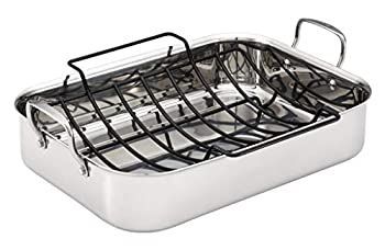 ♥･未開封品 Anolon Tri-Ply Clad Stainless Steel 17-Inch by 12-1|2-Inch Large Rectangular Roaster with Nonstick Rack by Anolon