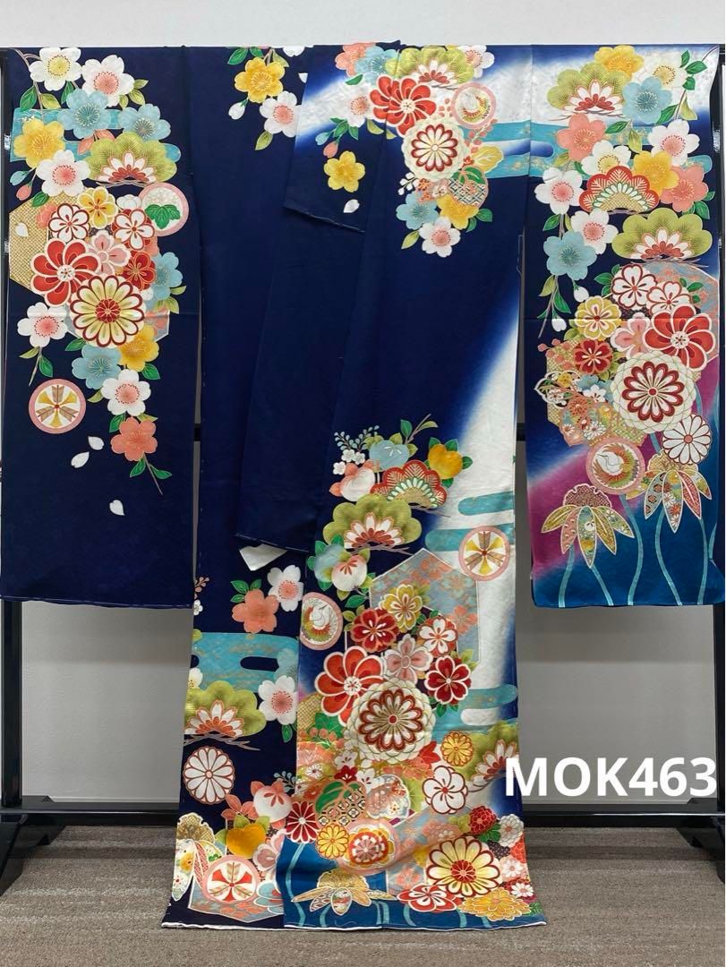 京友禅 振袖 仮絵羽 刺繍 金駒 金彩 紋意匠 立涌 正絹 未仕立て