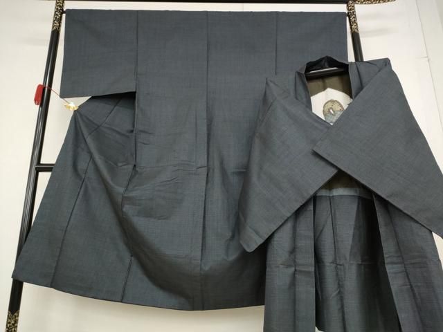 AAAW9183zg メンズファッション 平和屋着物○男性 紬 鉄紺色 正絹 逸品  