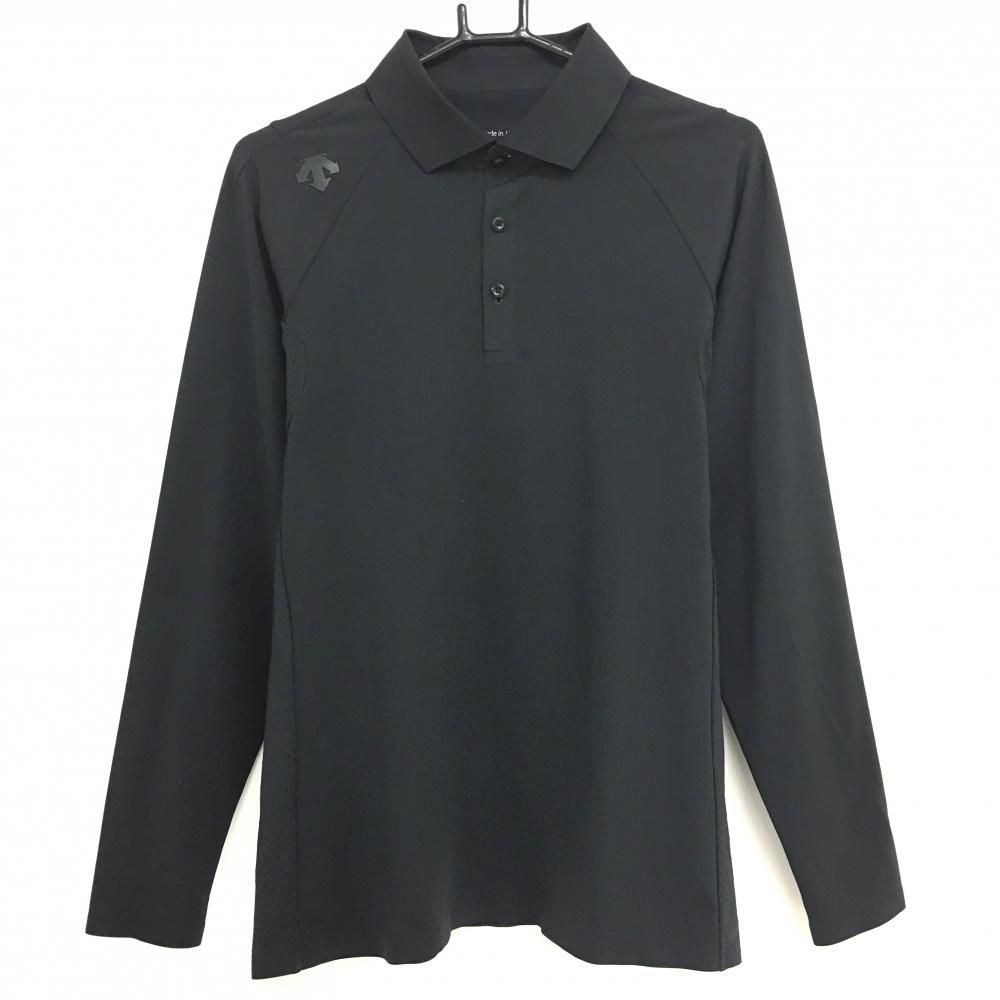デサント ゴルフ ロング ポロ シャツ ロゴ tシャツ トップス ブラック 黒 デサントゴルフ 長袖ポロシャツ 黒 サイドメッシュ 中田英寿 メンズ M