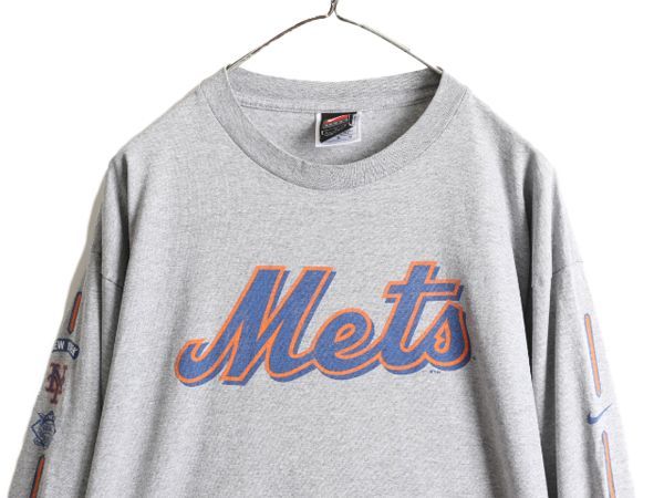 00s ナイキ MLB オフィシャル メッツ プリント 長袖 Tシャツ L 黒