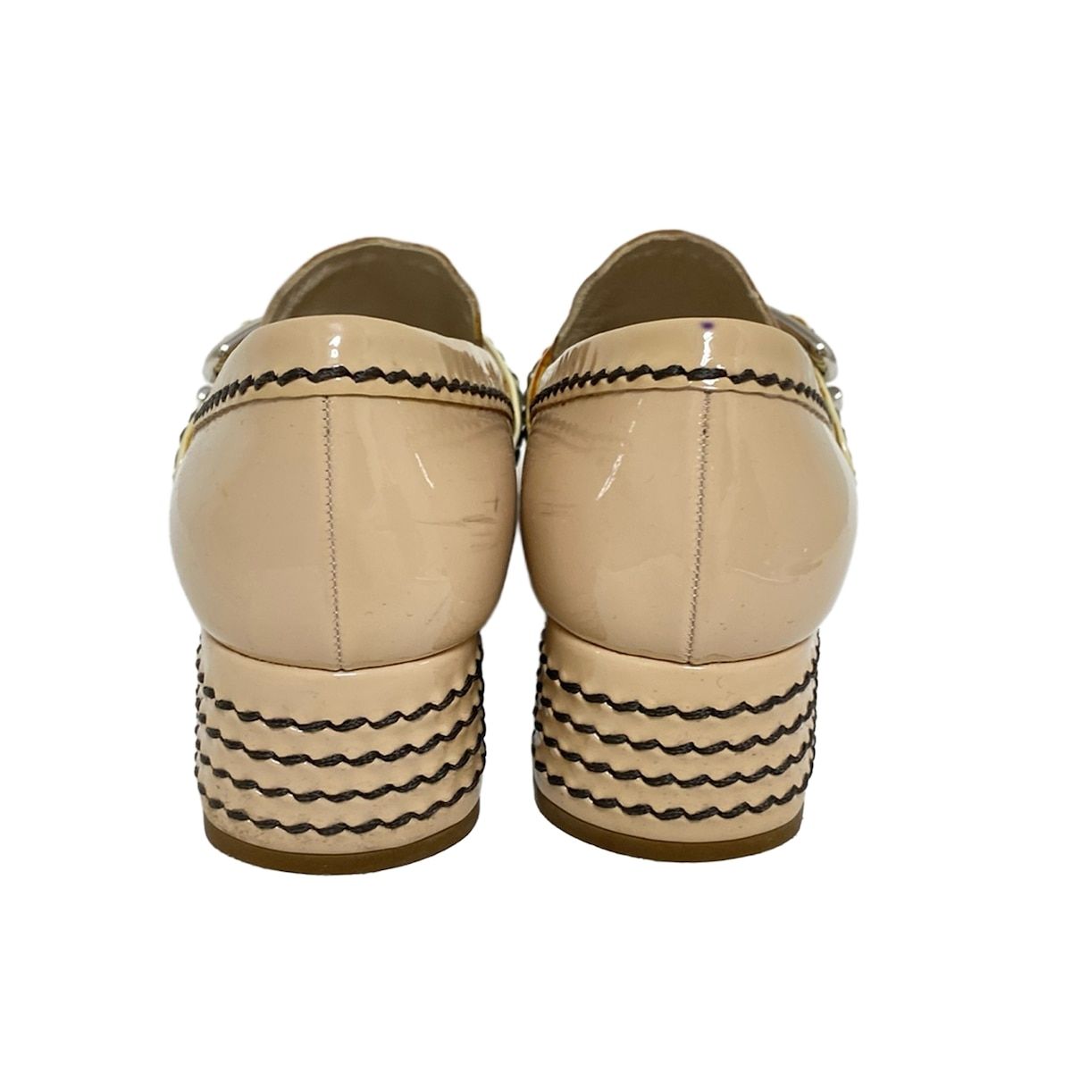 美品【PRADA】プラダ　ベージュパンプス 35.5 /23.0 PRADA(プラダ) パンプス 36 レディース - ベージュ×アイボリー