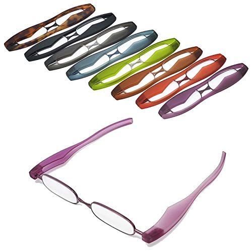 パープル_+2.0 【ポッドリーダー スマート】超軽量 コンパクトな折りたたみ式 老眼鏡 8色 +1.0~+3.0 胸ポケットに入るサイズ Podreader (+2.0, パープル)