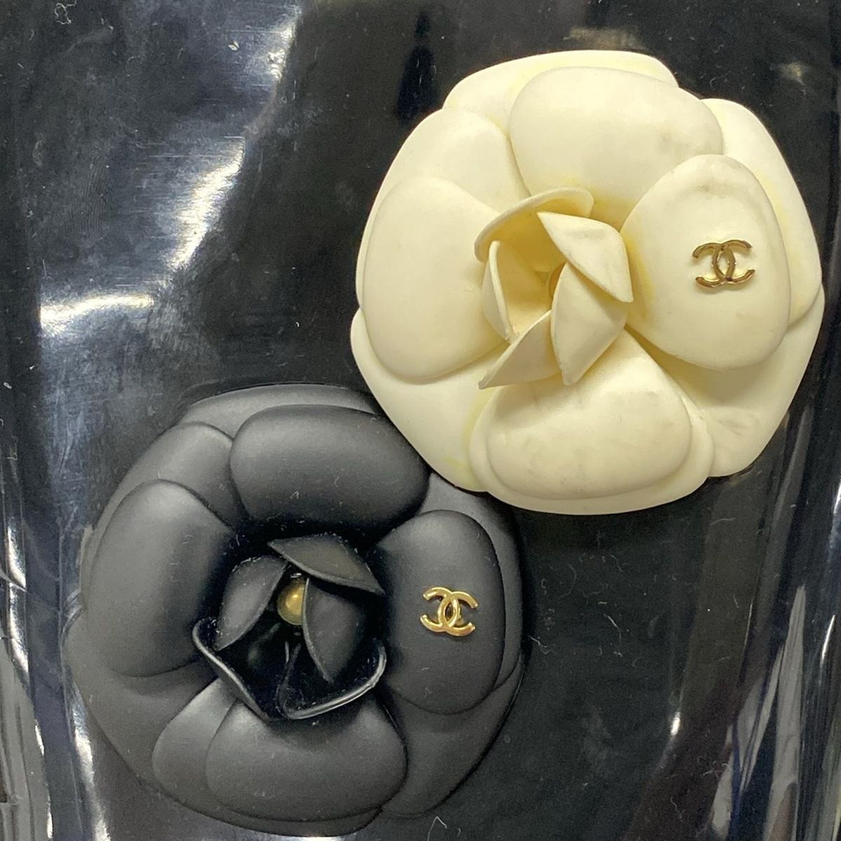 CHANEL(シャネル) レインブーツ 38 レディース - 黒×白 カメリア