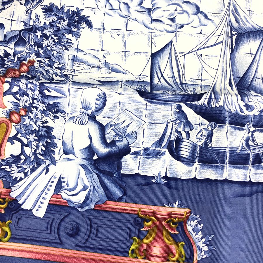 エルメス HERMES カレ 90 アズレージョ AZVLEJOS ブルー シルク