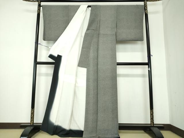 平和屋着物●江戸小紋　彫士：住田双光・染士：服部光擴　鮫小紋柄　黒地　鬼しぼ縮緬　正絹　逸品　DAAS3671ps 平和屋着物○江戸小紋 彫士：住田双光・染士：服部光擴