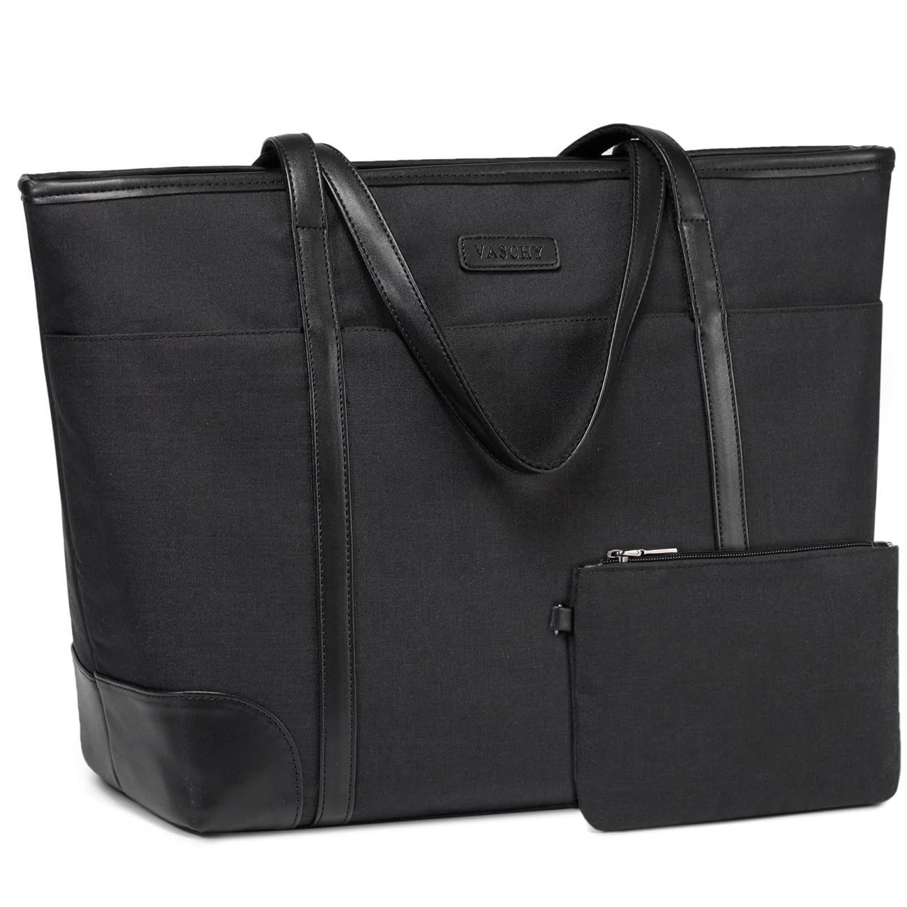 【新着商品】[Vaschy] レディース トートバッグ 大容量，ビジネスバッグ 15.6-17インチPC収納 A4 撥水加工 カバン 通勤 出張 就活 買い物バッグ 2点セット スーツケース専用ベルト付き