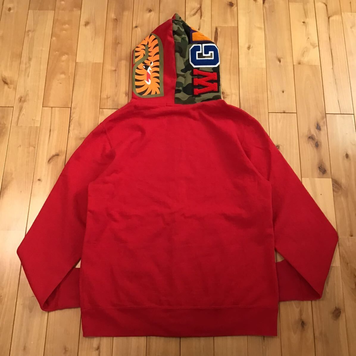 ☆XL☆ Crazy face tiger shark full zip hoodie 1st camo a bathing 