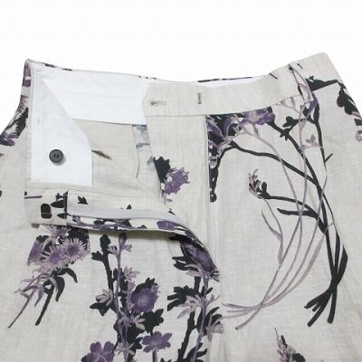 ebure ナチュラルリネンフラワー ベルテッドパンツ 定価6万1000円 エブール ebure 美品 24SS ナチュラルリネンフラワー ベルテッドパンツ