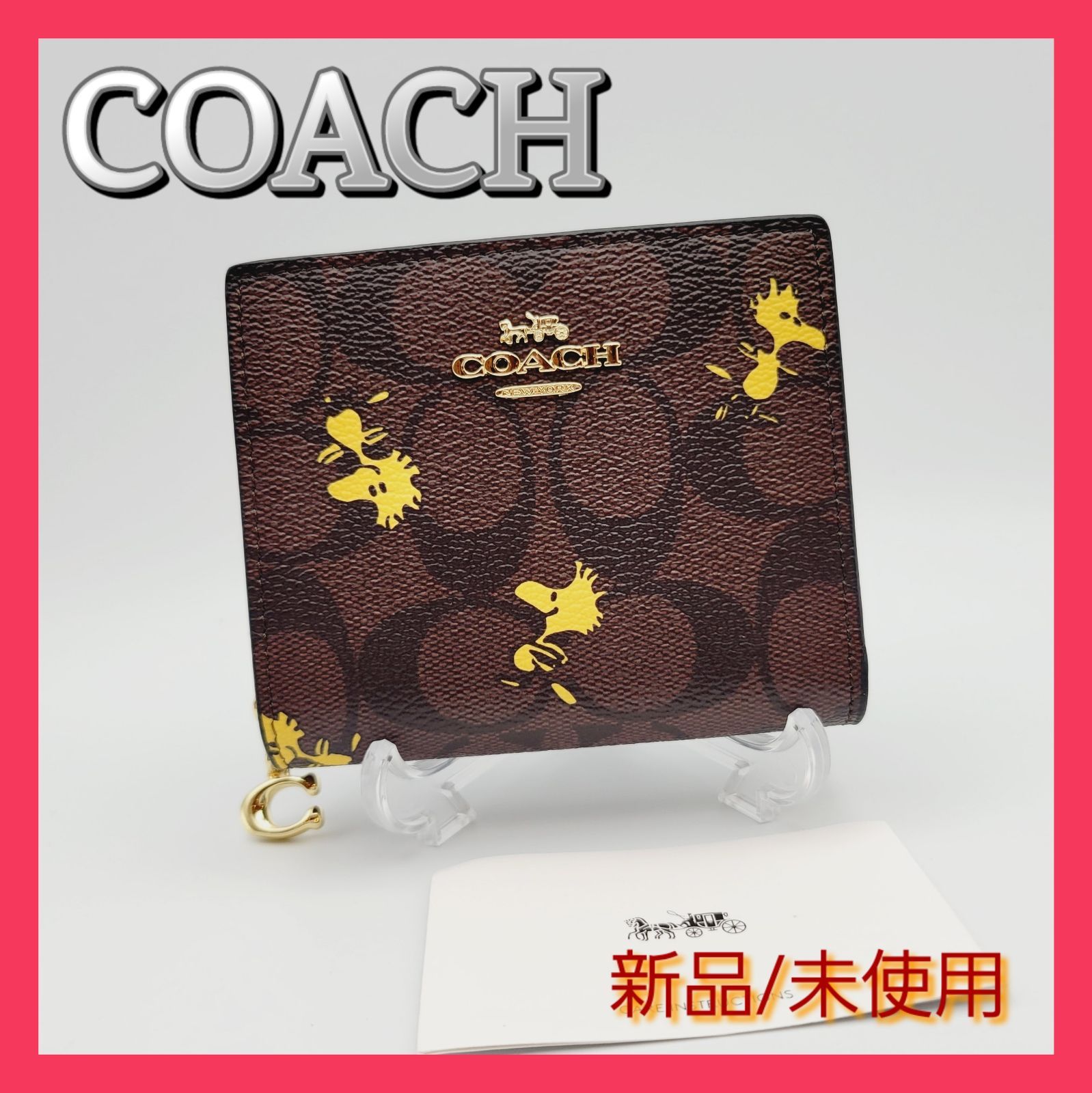 【新品・未使用】COACH コラボ 二つ折り財布 ウッドストック柄