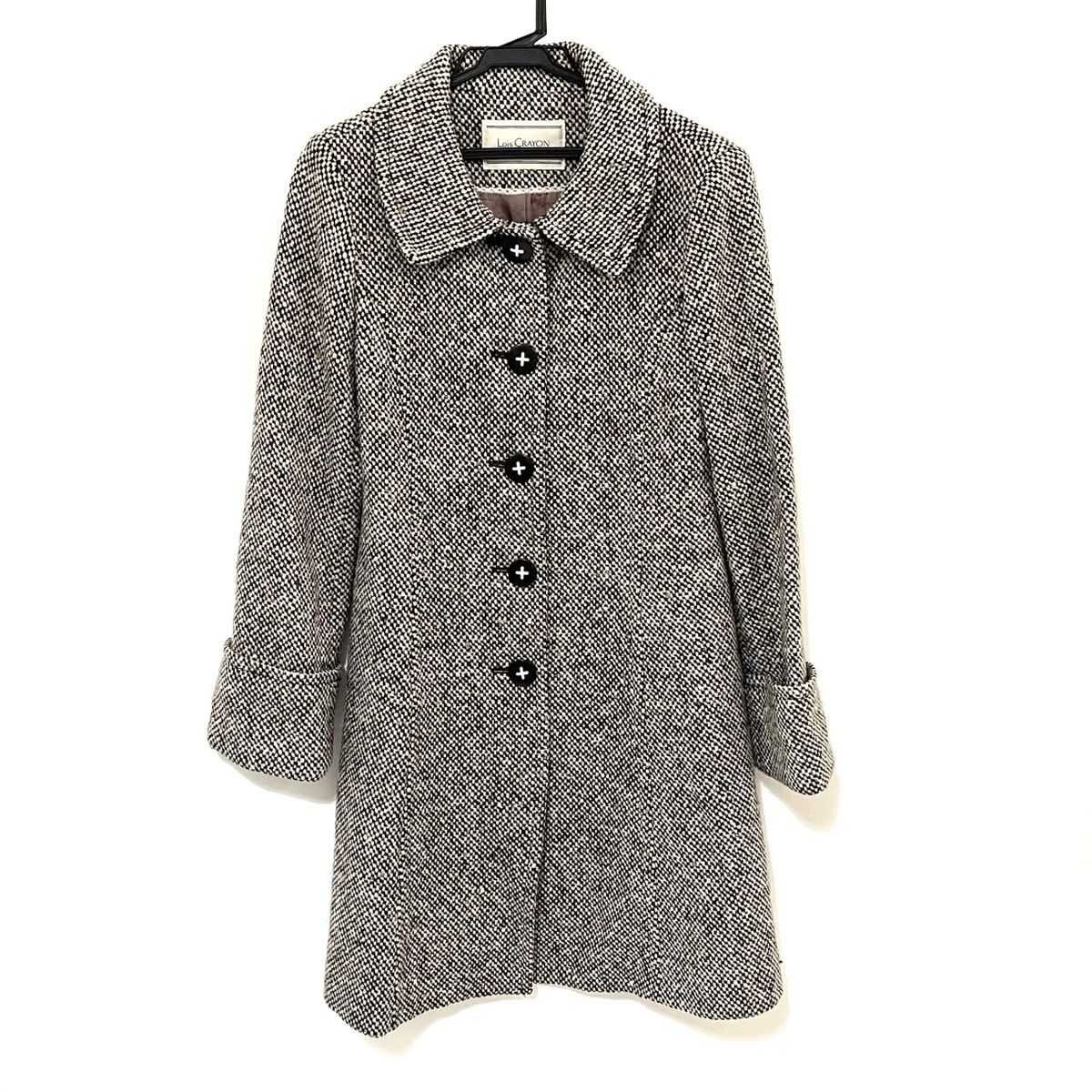 Lois CRAYON(ロイスクレヨン) コート サイズM レディース - 黒×白×マルチ 長袖/冬