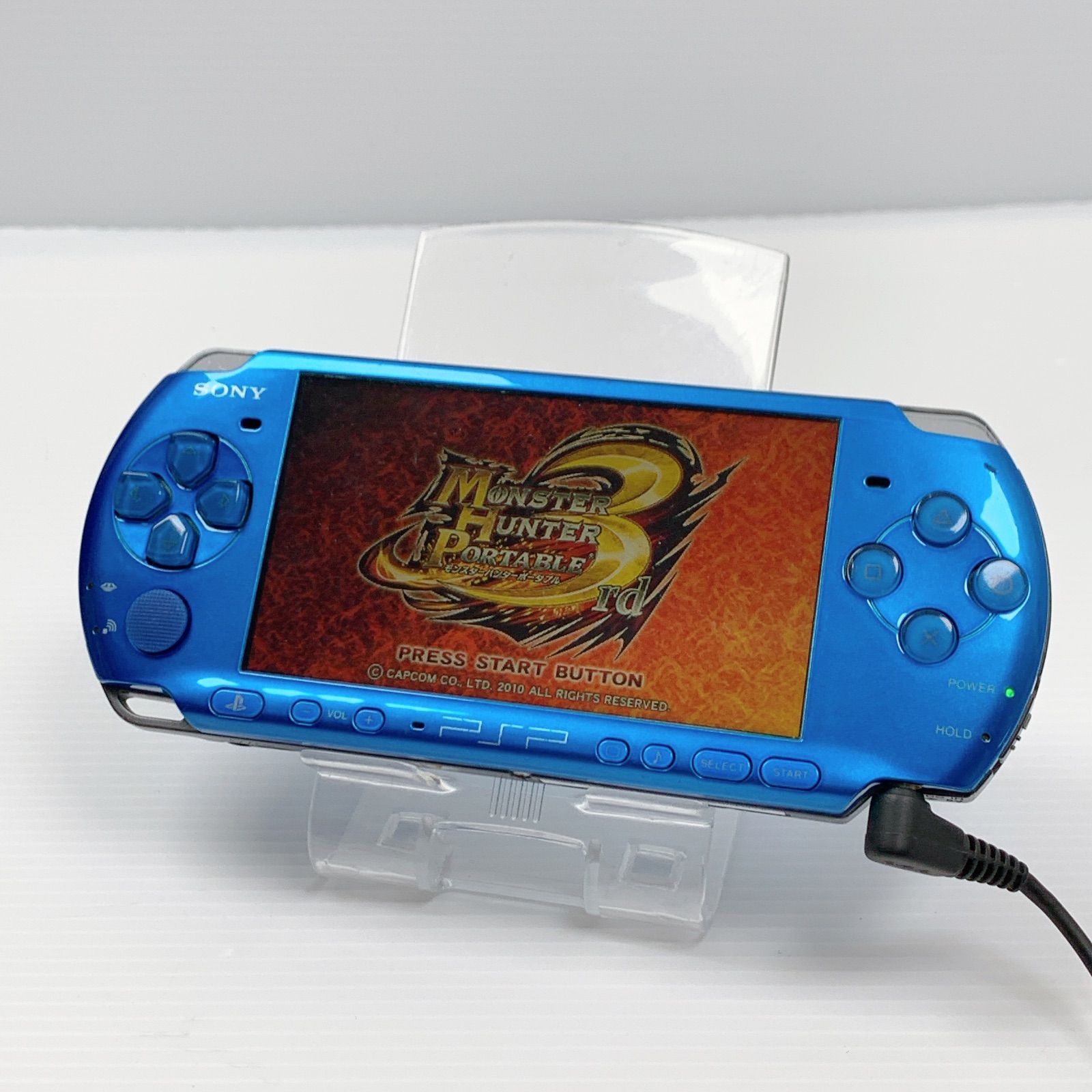【すぐ遊べる・美品】SONY PSP-3000 バイブラント・ブルー +モンハン PSP-3000 バイブラントブルー 遊べるセット 動作確認済み