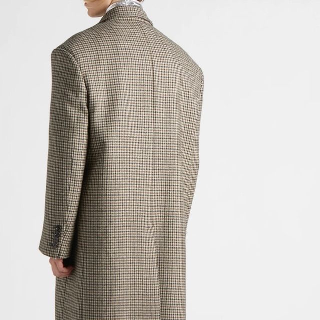 CELINE セリーヌ 21AW HIGH NECK COLLAR COAT IN HOUNDSTOOTH WOOL