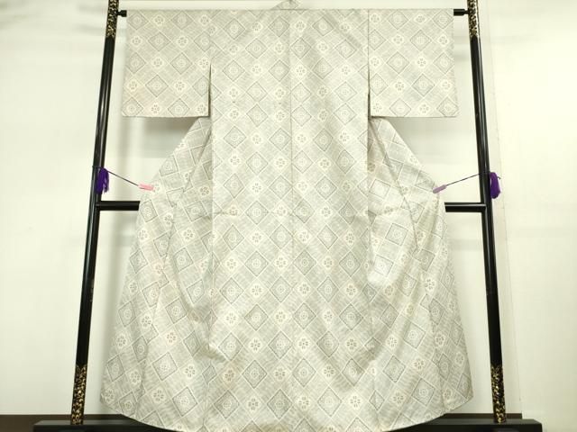 平和屋本店□希少 本場大島紬 龍郷絣 白大島 大林新治作 菱文 証紙付き  