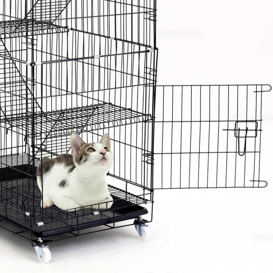 キャットケージ キャットゲージ 全高104cm ホワイト 猫用品 グレー